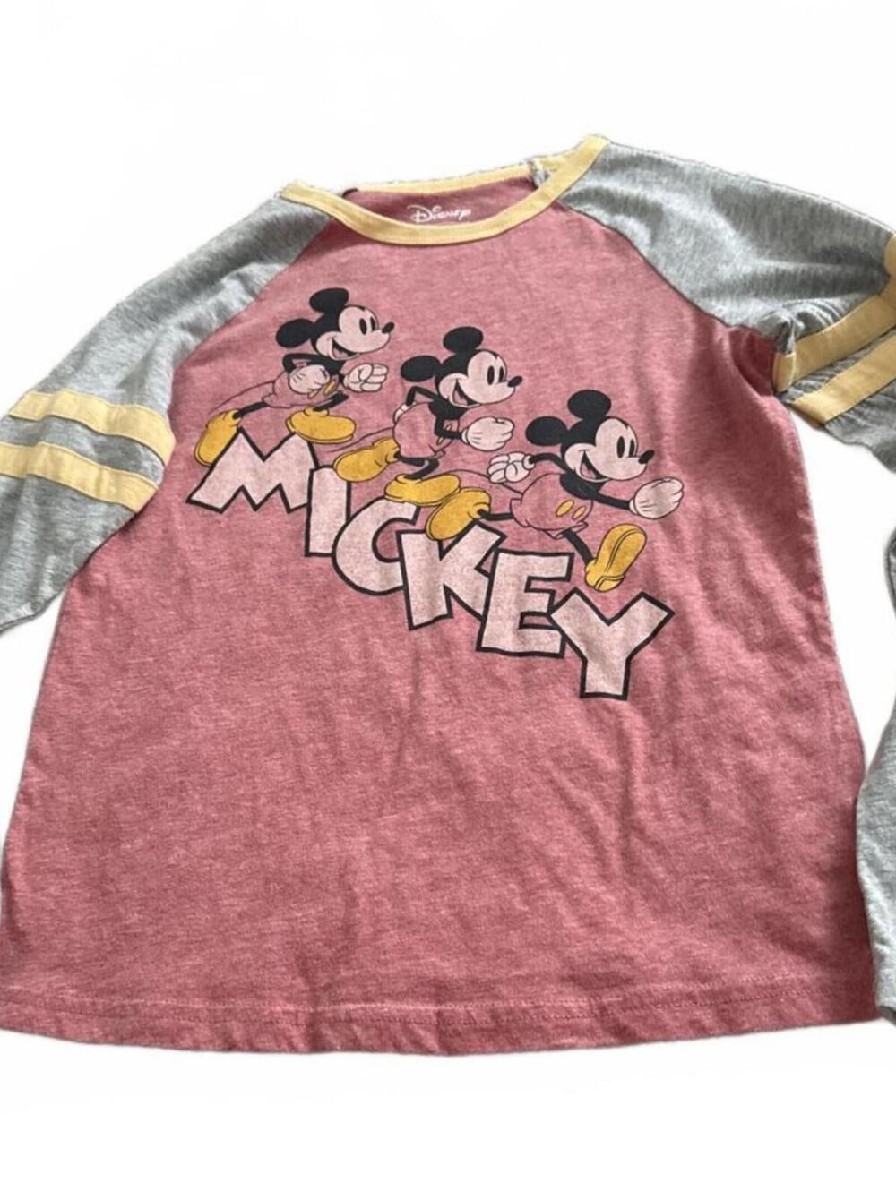Disney x Jumping Beans Mickey Mouse Pink Gray Long Sleeve Shirt Size 12